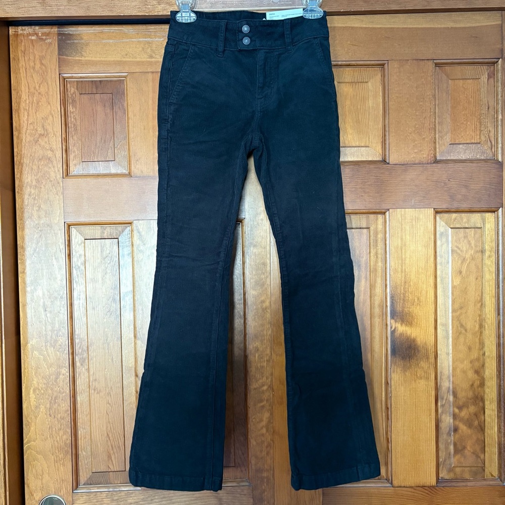 American Eagle Stretch High Waisted Kick Boot Corduroy Pants 00S Black NWT